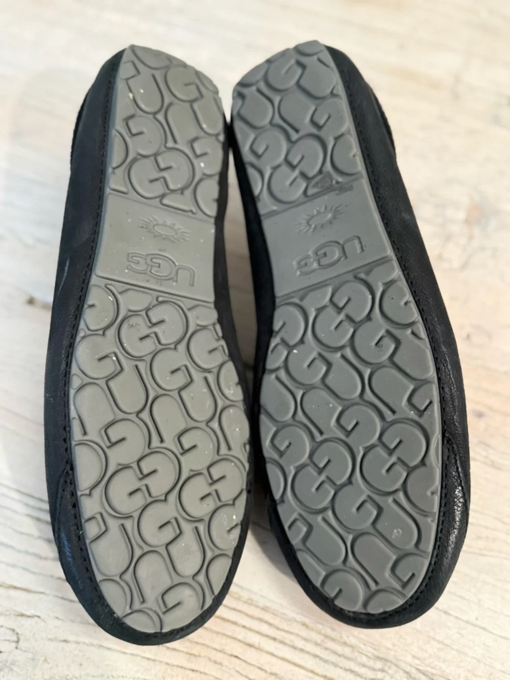 Men’s Black leather Ugg Loafers size 12